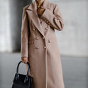 Lange Tweedjacke mit Metallschnalle für Herbst und Winter für Damen