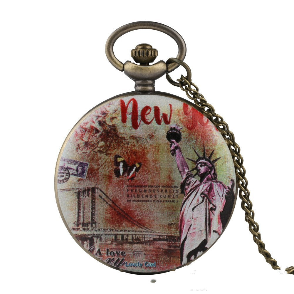 Taschenuhr mit Ölgemälde-Farbgöttin-Bild