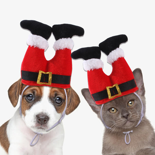 Weihnachtskostüm für Hunde und Katzen, Weihnachtsmütze für Haustiere, Outfit für kleine Hunde, süße Fleecemütze, Party-Event-Bekleidung, lustiges Kleidungsaccessoire