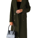 Langarm Revers Mantel Winter Mode Solide Zweireiher Schlank Lange Jacke Damen Kleidung