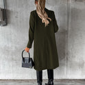 Langarm Revers Mantel Winter Mode Solide Zweireiher Schlank Lange Jacke Damen Kleidung