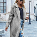 Herbst/Winter Schlanke Damen Revers Langarm Einfarbig Street Coat Kleidung