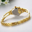 Gold Damen Armbanduhr Honig Herz Strass Casual Edelstahl