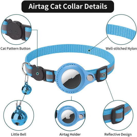 Haustierhalsband mit Glöckchen Airtag Reflektierendes Halsband