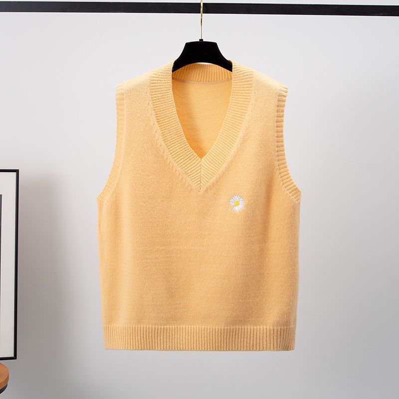 Lockere V-Ausschnitt Kurze ärmellose Weste Pullover Oberbekleidung Strickweste