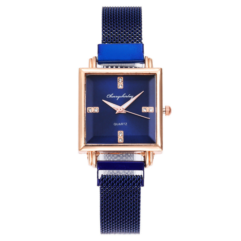 Quadratische einfache Temperament magnetische Snap Diamant Damenuhr