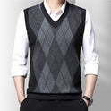 Winter Neue Herren Ärmellose Strick Pullover Casual Plaid Weste