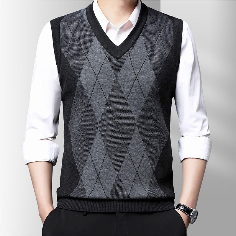 Winter Neue Herren Ärmellose Strick Pullover Casual Plaid Weste