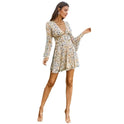 Summer New Simple Elegant Floral V-neck Flared Sleeves Women's Clothing Dress