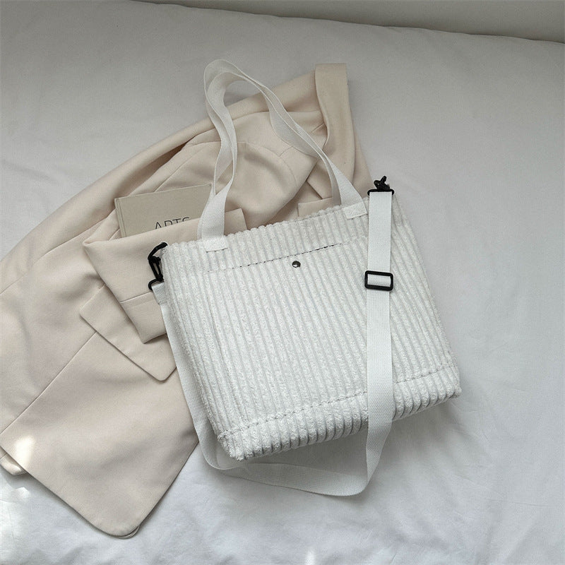 Cord-Schultertasche mit großem Fassungsvermögen für Pendler