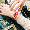 Temperament Pu Gürtel Diamant Britische Damenuhr