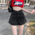 Women's High Waist Slimming A- Line Plus Size Denim Shorts