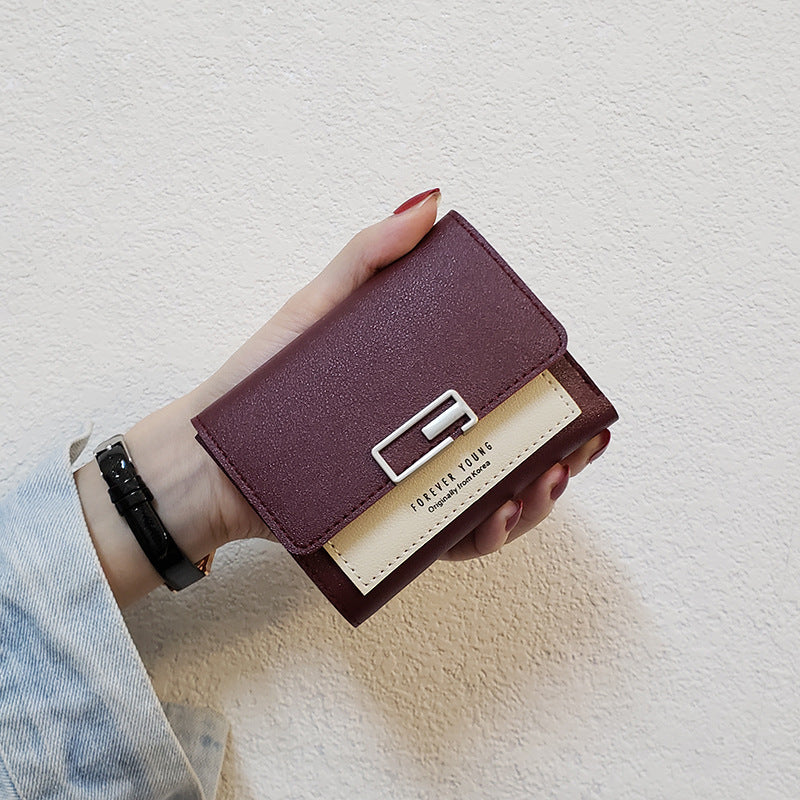 Damenmode Einfache Faltbare Geldbörse In Kontrastfarbe