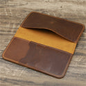 1082 Men's Leather Crazy Horse Leather Long Wallet Card Holder Air Ticket Check Bag