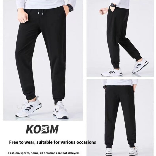 Gerade schwarze, lockere, lässige Strick-Sporthose