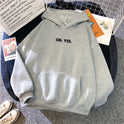Women's Simple And Loose Oh Yes Printed Hooded Sweatshirt