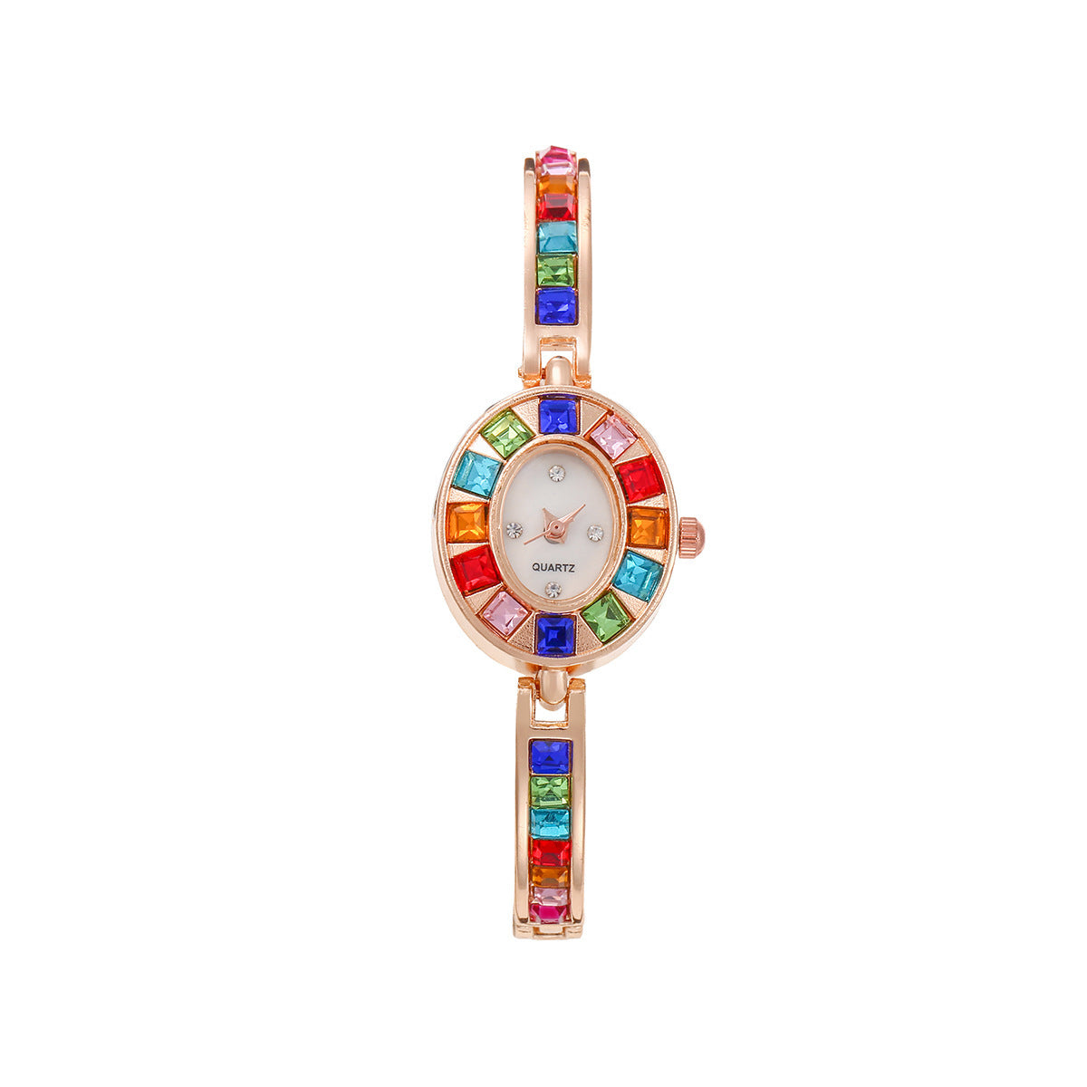 Modische kleine ovale bunte Kristalle Uhr
