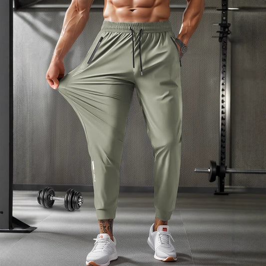 Männer Laufhose Ice Silk Sommer Schnell trocknend Training Fitness Zipper Latzhose
