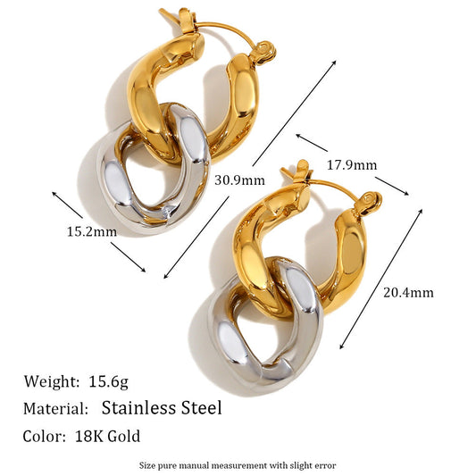 Zweifarbige Ohrstecker aus 18 Karat Gold für Damen