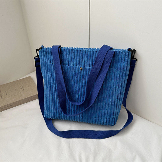 Cord-Schultertasche mit großem Fassungsvermögen für Pendler