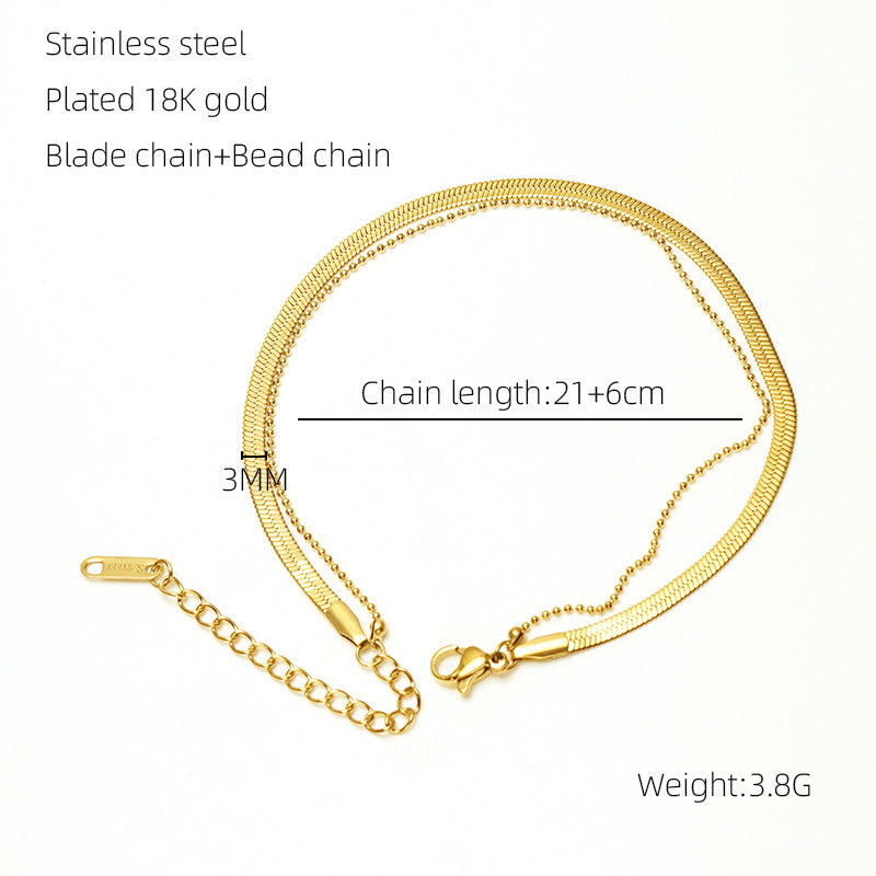 Modisches Fußkettchen für Damen aus Titanstahl mit 18 Karat Goldbeschichtung