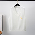 Lockere V-Ausschnitt Kurze ärmellose Weste Pullover Oberbekleidung Strickweste
