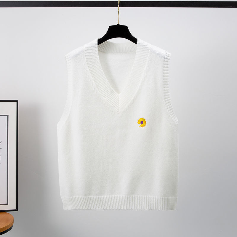 Lockere V-Ausschnitt Kurze ärmellose Weste Pullover Oberbekleidung Strickweste