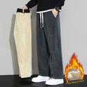 Winter Herren Casual Kaschmir Hose Gerade Weite Bein Hose