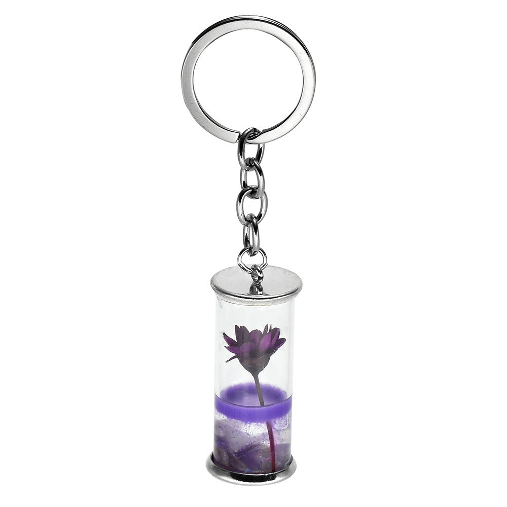 Brasilien Kleine Stern Tropfen Kleber Glasflasche Ewige Blume Anhänger Schlüsselanhänger