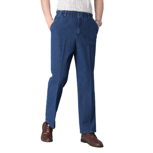 Herrenhose mit hoher Taille und elastischem Bund, lockere, elastische Freizeithose