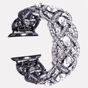 Uhrenarmband für die Serien 8, 7, 6, SE, 5, 4, 3, vierblättrige Blume aus Metall mit Diamanten