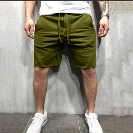 Europäische und amerikanische Fitness-Shorts für Herren in Volltonfarbe