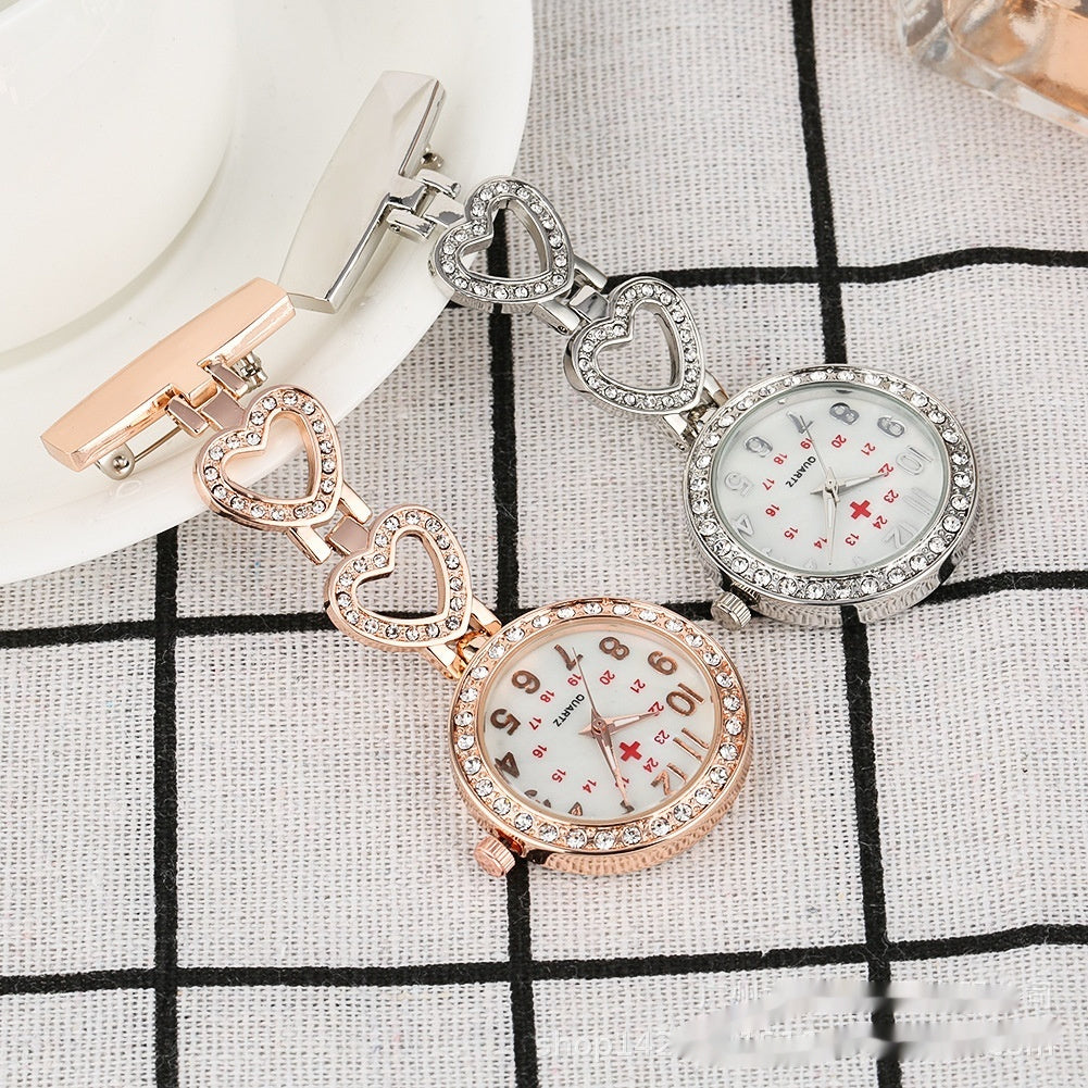 Roller Diamond Krankenschwesternuhr Hängende Brustuhr Tragbare Taschenuhr Damen