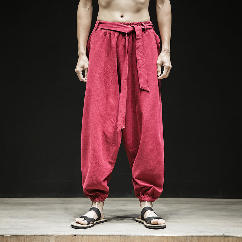 Frühling Und Sommer Neue Chinesische Stil Hosen Männer Elastische Band Breite