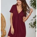 Women's Dress Casual Home Sleep Short Sleeve