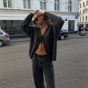 Pullovermantel mit Strickjacke im Retro-Stil für Damen mit einfacher Textur und sanftem Stil