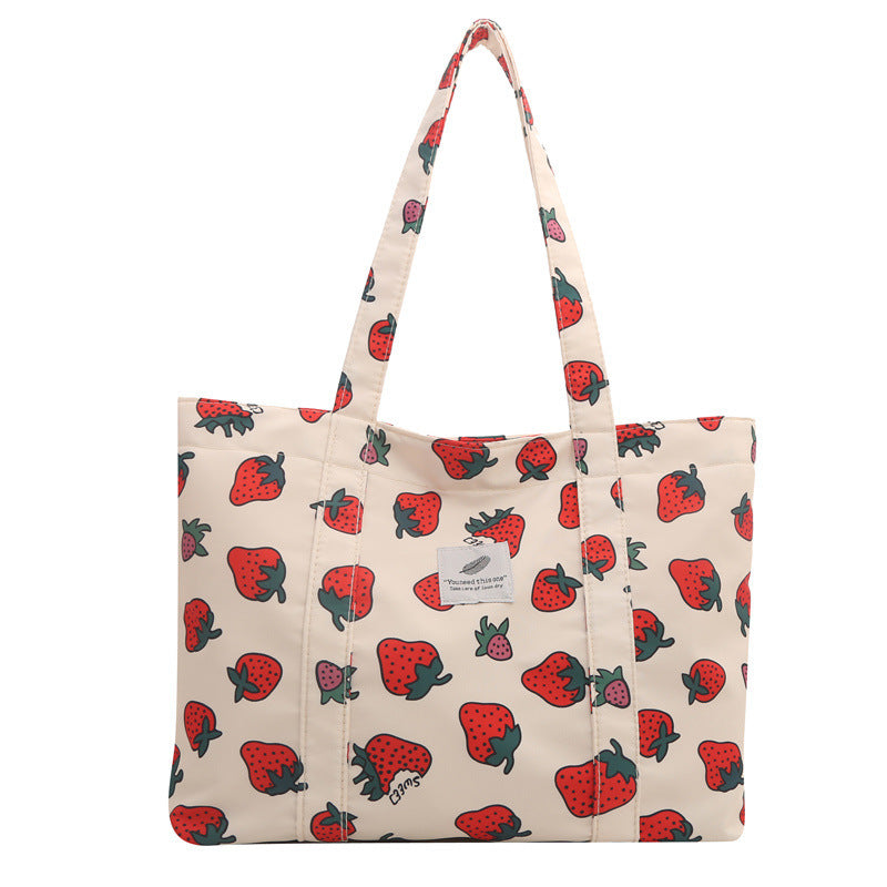 Große Umhängetasche aus Nylon mit Blumenmuster