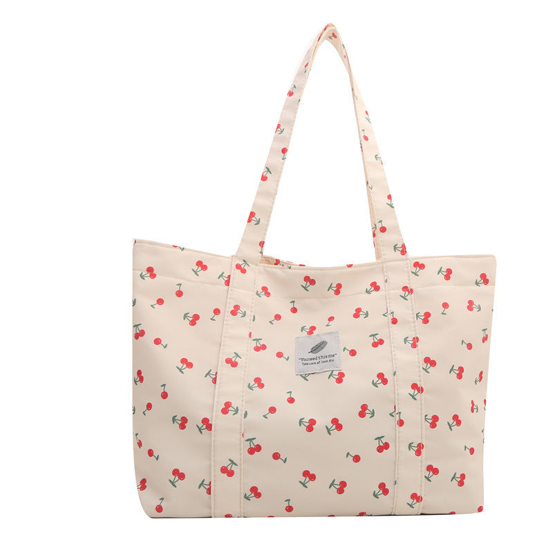 Große Umhängetasche aus Nylon mit Blumenmuster