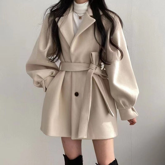 Wollmantel im Hepburn-Stil für Damen