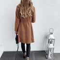 Autumn And Winter Solid Color Long-sleeved Double-breasted Mid-length Woolen Top Coat