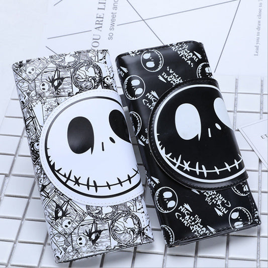 Lange Geldbörse mit Schnalle und Totenkopf-Motiv