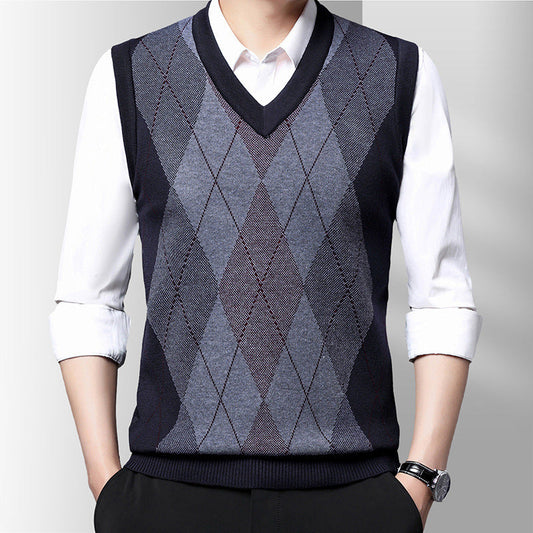 Winter Neue Herren Ärmellose Strick Pullover Casual Plaid Weste