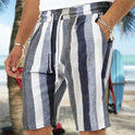 Herren Strand Kordelzug Shorts Gestreiften 3D Druck Europäischen Und Amerikanischen