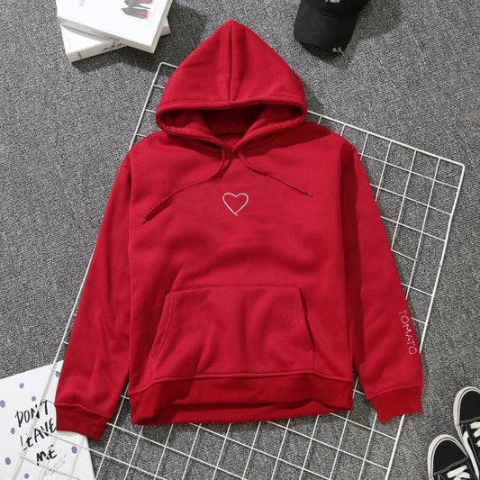 Love Stickerei Kapuzenpullover Plus Fleece Pullover Mode