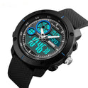 Wasserdichte Uhr mit Doppelanzeige, Outdoor-Sport, Student, Doppelzeitkalender, Chronograph, elektronische Uhr