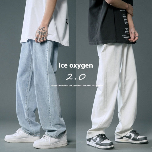Lockere, gerade, dünne Sommerjeans für Männer